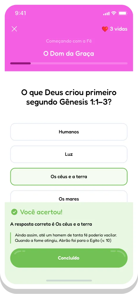 Ecrã de progresso da aula