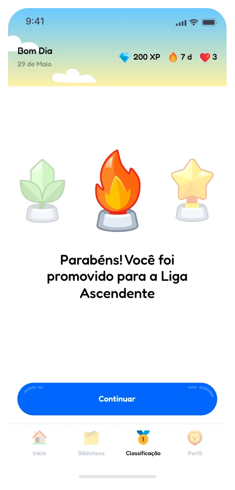 Ecrã de recompensa de liga