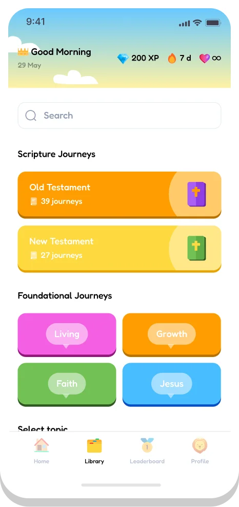 Library with journey categories