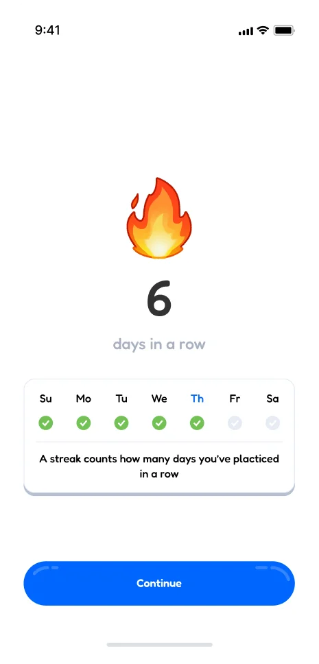 Daily streak reward screen