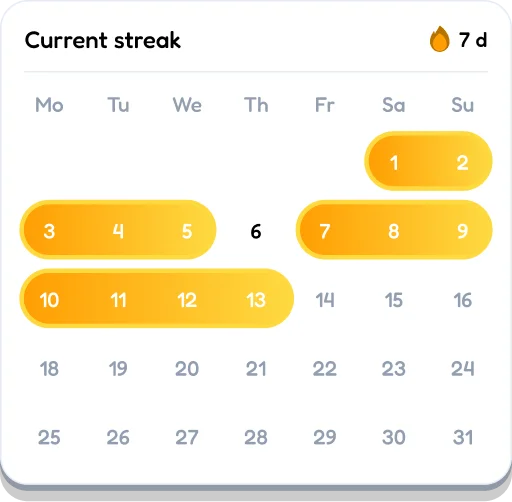 Streak calendar