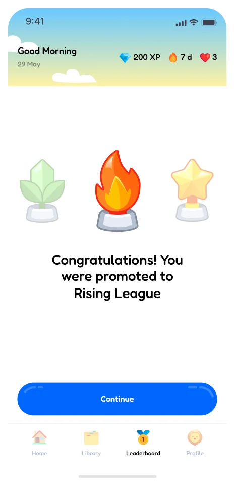 League reward screen